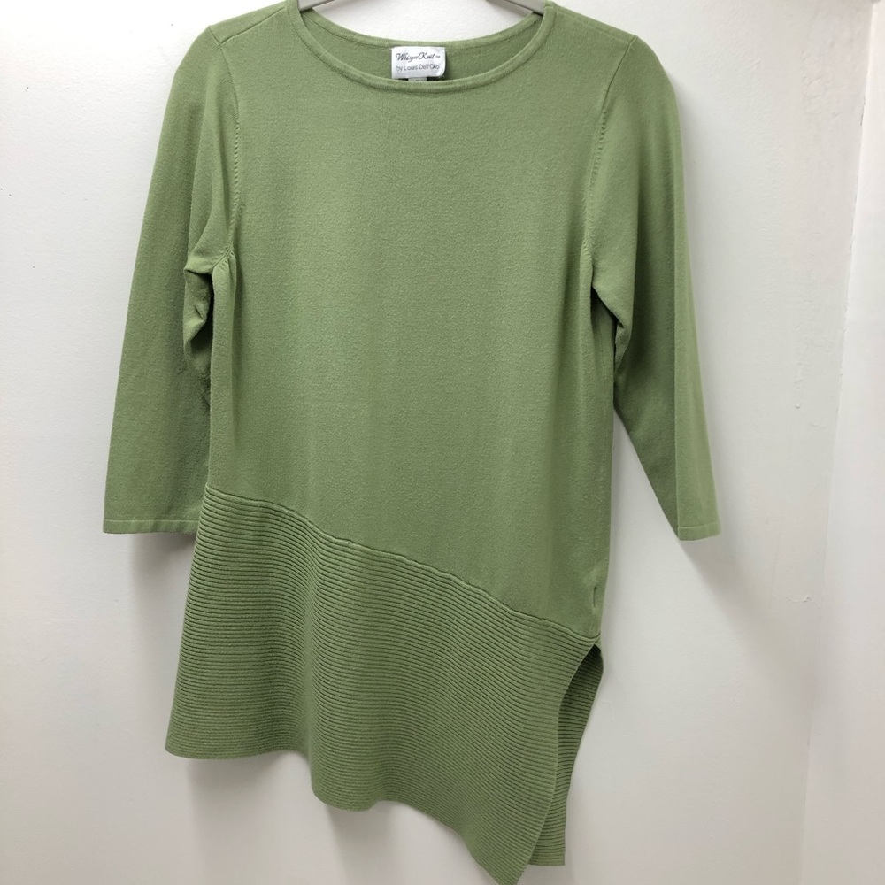 Whisper Knit Lime Green Ribbed Knit Top Womens Size M